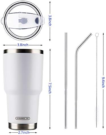 D·S 30oz White Tumbler Double Wall Vacuum Insulated Travel Coffee Mug