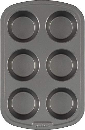 GoodCook Everyday Muffin Pan Nonstick Warp-Resistant Carbon Steel Construction, Gray 6 Cups (Pack of 12)