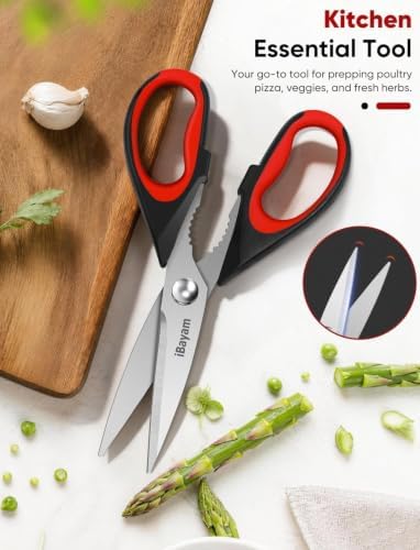 iBayam Kitchen Scissors Shears All Purpose Heavy Duty, Protective Sheath (Pack of 2)