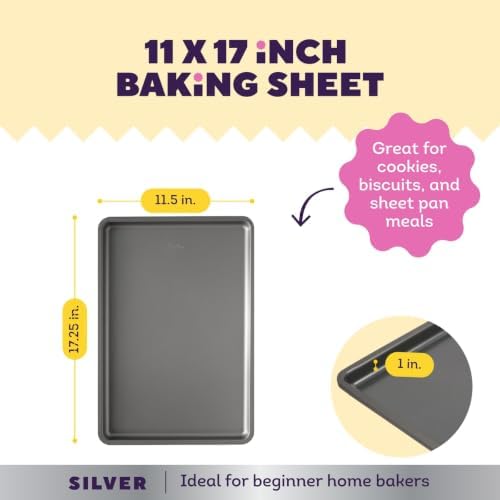 Wilton Silver Non-Stick Large Baking Sheet, Made Without PFAS, 17x11.5 in.