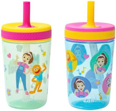 Zak Designs Ms. Rachel Kelso 15oz Leak-Proof Toddler Straw Cups, 2-Pack