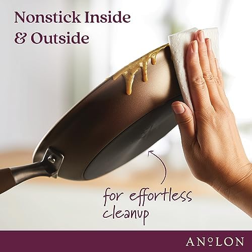 Anolon Advanced Home Hard Anodized Nonstick Divided Grill and Griddle Pan, 12.5 Inch, Bronze