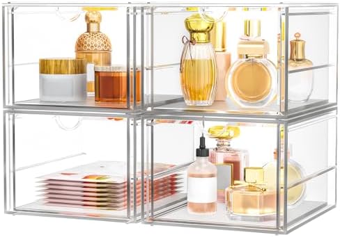 caktraie 4-Drawer Acrylic Storage Organizer for Desk, Crafts,Vanity