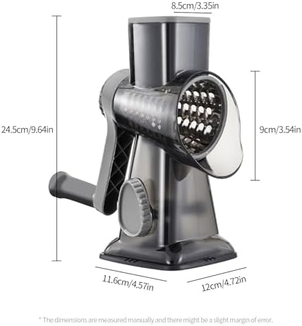 Rotary Cheese Grater Manual Hand Crank 3-in-1 Vegetable Shredde