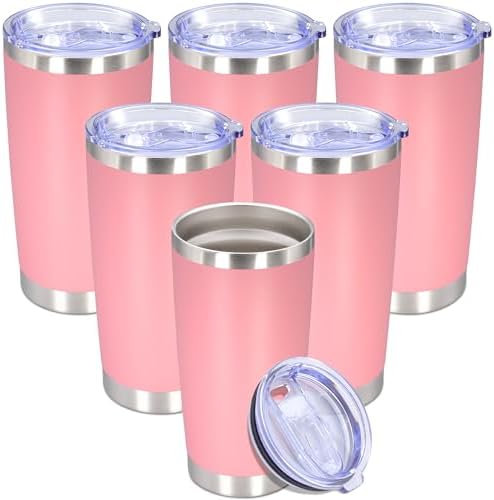 20 oz Tumbler Insulated Tumblers Stainless Steel Coffee Mug,Pink 6PCS