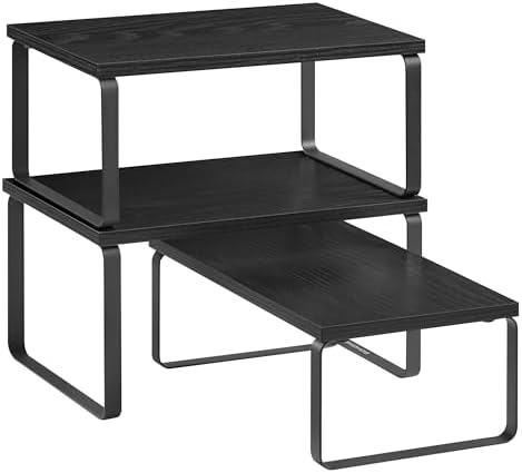 SONGMICS Cabinet Organizer Shelf, Set of 3 Spice Rack, Kitchen Storage
