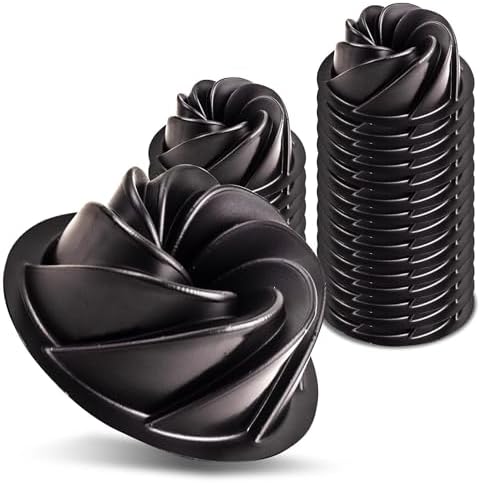 O'CREME Mini Swirl Cake Pan Nonstick Silicone Baking Molds 25 Pack