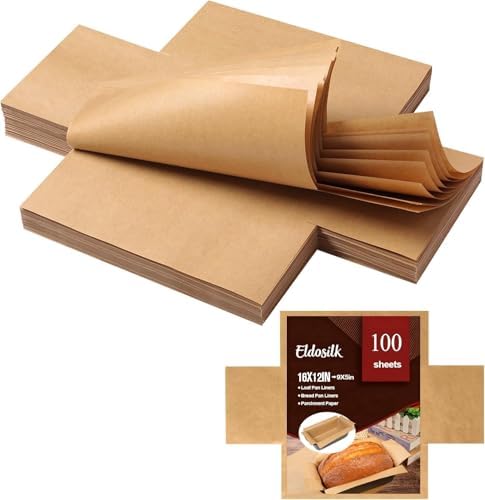 Unbleached Parchment Paper Loaf Pan Liner - Precut 9''x5'' Non-Stick, Fits 8.5''x4.5''/10''x5'' Loaf Pans, Heat-Resistant 430°F, Food-Safe for Bread Baking (100 Pcs & 1 Silicone Liner)