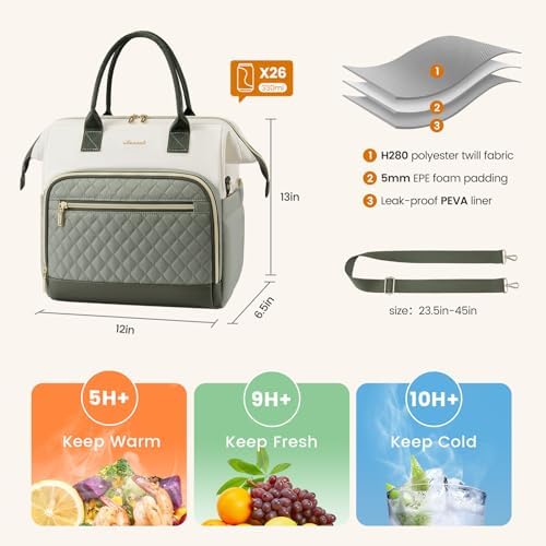 LOVEVOOK Lunch Bag Women, Insulated Lunch Box for Women with Cup Holder