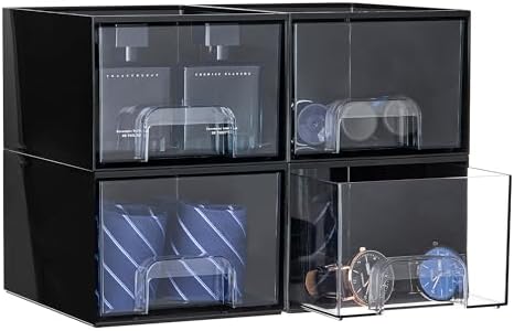 Vtopmart Black Small Stackable Storage Drawers for Cologne Organizer