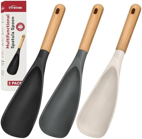 3 PACK Cooking Spoon Spatula for Nonstick Cookware, Heat Resistant Silicone