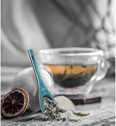 6pcs Pakkawood Measuring Spoons Set, Turquoise Blue