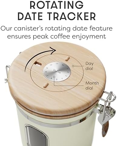 Veken Coffee Canister with Window, Airtight Stainless Steel Container, 16OZ
