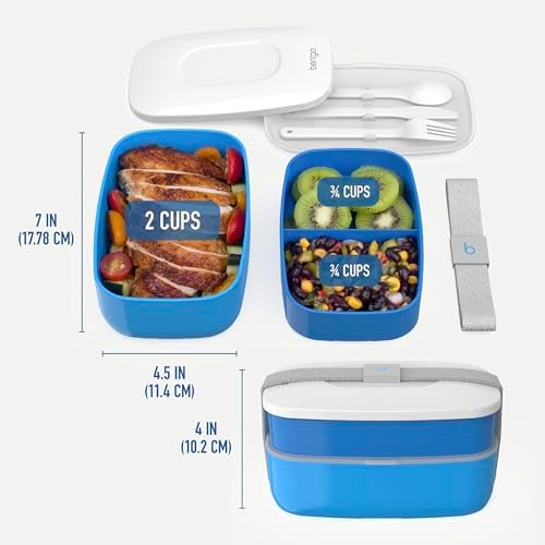 Bentgo Classic Stackable 3-Compartment Adult Bento-Style Lunch Box