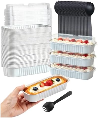 LNYZQUS Mini Loaf Pans with Lids 100 Pack, 6.8oz Small Cake Tins