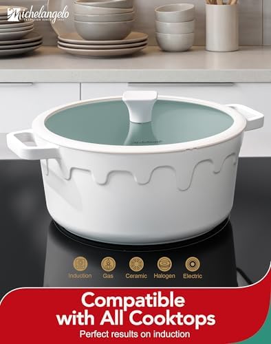 MICHELANGELO 8 Quart Stock Pot with Lid, Titanium Ceramic Nonstick Soup Pot