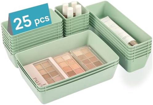 Vtopmart 25 Pack Plastic Drawer Organizers with Anti-slip Rubber Pads