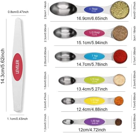 Multicolor Magnetic Measuring Spoons Set with Leveler