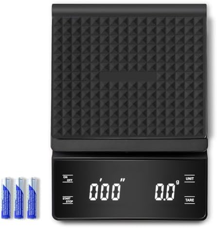 Coffee Scale with Timer, 3kg/0.1g High Precision Espresso Scale, Digital Kitchen Scale for Espresso and Pour-Over Coffee (Batteries Included)