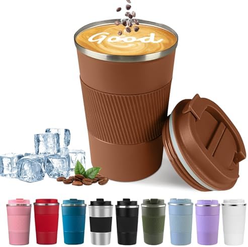 Insulated Travel Coffee Mug, Stainless Steel Coffee Cup with Leakproof Lid