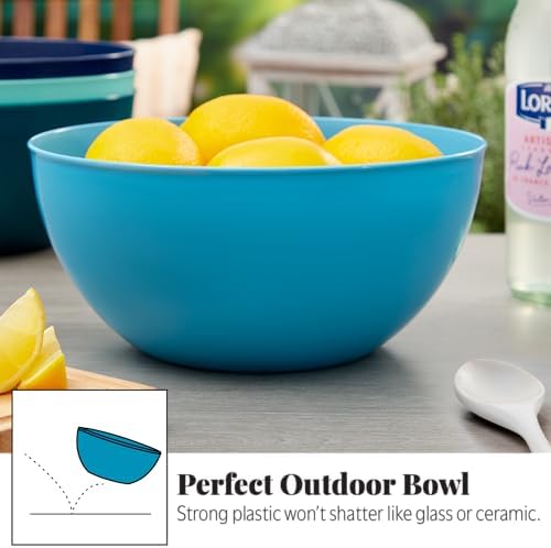 US Acrylic Vista Durable Plastic Salad and Serving 10-inch Bowls | Set of 4 in Coastal Colors | Reusable, BPA-free, Made in the USA | 135 oz. capacity (Pack of 2)