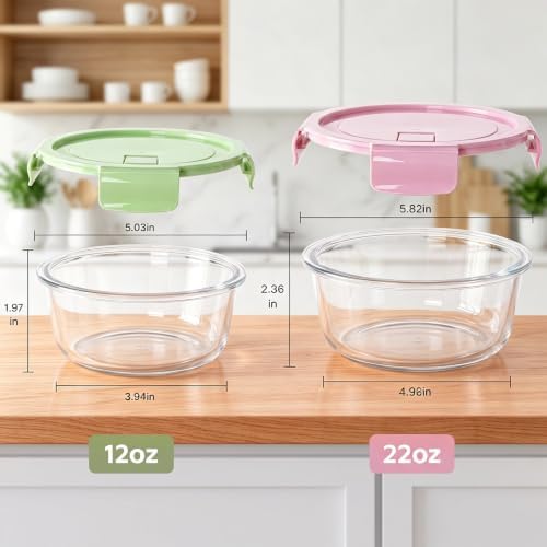 4 Pack Glass Meal Prep Containers, Glass Food Storage Containers with Airtight Lids, Leak Proof, Easy to Clean, Microwave, Dishwasher, Oven, and Freezer Safe