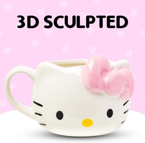 Silver Buffalo Sanrio Hello Kitty Pink Bow, 3D Sculpted Mug, 20oz