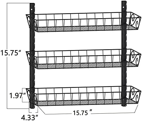 SWOMMOLY Wall Mount Spice Rack Organizer, 3-Tier Adjustable Dual-Use Shelf