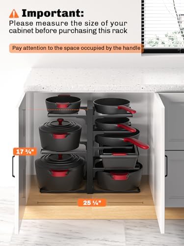 MUDEELA 8-Tier Heavy Duty Pots and Pans Organizer under Cabinet, Black