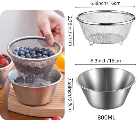 Mini Colander with Small Mixing Strainer Bowl,Small Strainer for Fruit,Rice