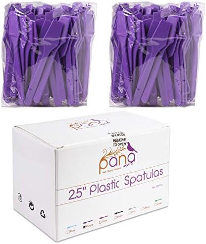 PANA 200pcs Cosmetic Make Up Disposable Plastic 2.5" Spatulas Skin Care Facial Cream Mask Spatula (PURPLE-200 Pieces in a Box)