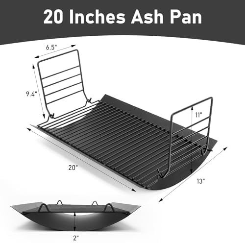 Uniflasy 20 Inches Ash Pan Replacement for Chargriller 5050, 5072, 5650, 2123, 2223, 2823 Charcoal Grills,Char-Griller Grill Grate Model 200157,Chargriller Replacement Part with 2pcs Fire Grate Hanger