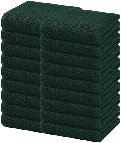 Homaxy 100% Cotton Waffle Weave Kitchen Dish Towels 18-Pack, Blackish Green