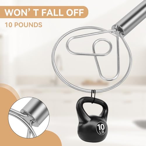 Danish Dough Whisk Stainless Steel Hook Dutch Baking Tool Bread Sourdough Mixer for Pizza Pastry Cake Batter Making