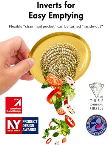 Kitchen Sink Drain Strainer,Patented Reversible Chain Mesh Basket, Gold