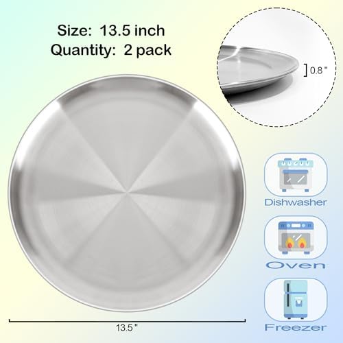 13½ Inch Pizza Pan for Oven, 2PCS Round Stainless Steel Pizza Pans Plates
