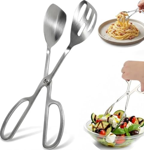 10-Inch Salad Tongs for Serving - Premium Stainless Steel Scissor Tongs,