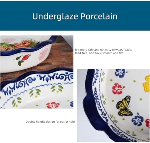 Round Baking Pan,Christmas Pie Pizza Pan, Ceramic Glaze Baking Dish for Cooking, Cake Dinner, Banquet and Daily Use