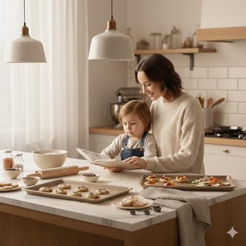 4 Pack Baking Set, 3×Baking Sheets Pan & 1× Blank Recipe Book Combo