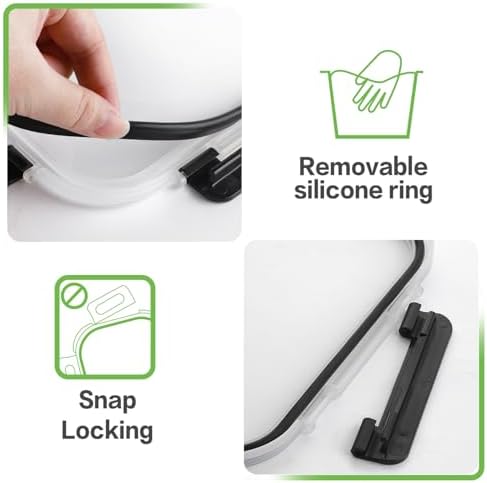 8-Pack 36oz Large Glass Meal Prep Containers with Leak Proof Snap-Lock Lids