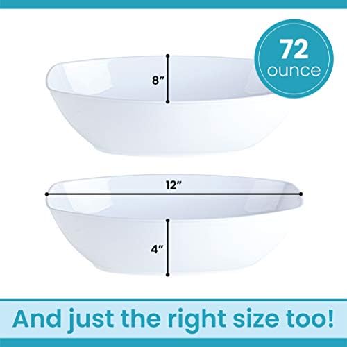 White Disposable Oval Serving Bowls, Party Snack Salad Bowl Pack of 4