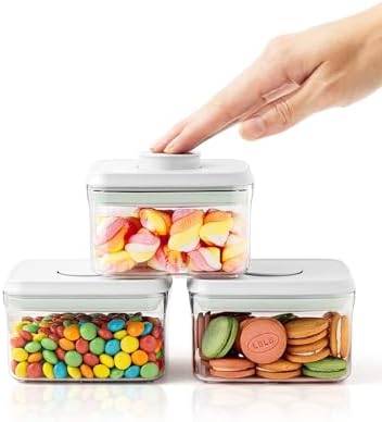 0.6 Qt Airtight Snack Containers, 3 Pack Small Pop Top Pantry Jars