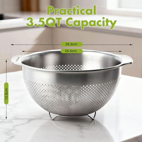 Greentainer Stainless Steel Colander with Handle (3.5QT)