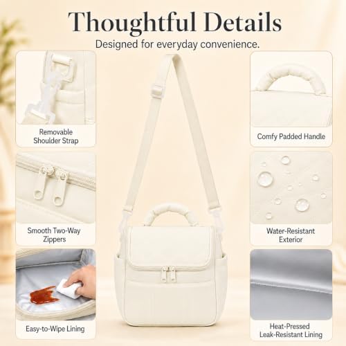Lunch Bag for Women Small Insulated Lunch Box Quilted Puffer Lunch Tote