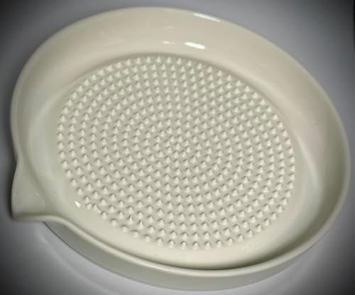 BonCera, Premium Ceramic Garlic Grater Plate Set - Large White Modern
