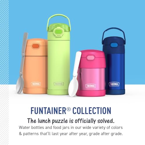 THERMOS FUNTAINER Kids Food Jar with Spoon, 10oz, Robot Doodles