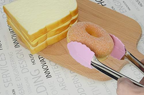 HINMAY 7-Inch Serving Tongs with Silicone Tips, Set of 3 (Pink)