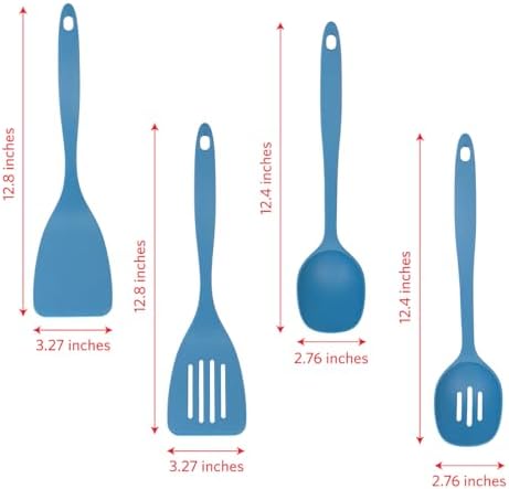Glad Kitchen Utensils Set, 8pcs - Nonstick Cooking Tools with Utensil Holder - Nylon Spoon, Ladle, Skimmer, Spaghetti Server, and Turner Spatula Set - Dishwasher Safe, Blue