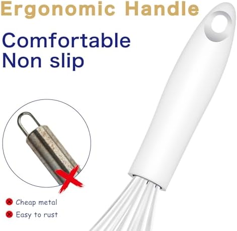 OYV White Silicone Whisk Set of 3, 8/10/12 Inch, Heat Resistant 480°F