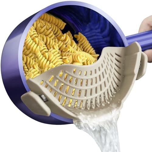 AUOON Pasta Strainer Clip on Silicone, Standard 8.86 x 3.55 in, MilkShake